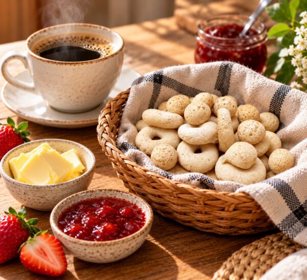 snack-basket Basket of YuSnack biscuits with fresh coffee and fruit